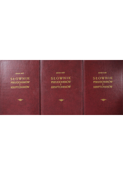 Słownik pseudonimów i kryptonimów 3 Tomy Reprint z około 1936 r
