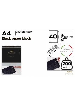 Blok kreślarski A4/40K czarny 200g
