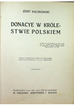 Donacye w królestwie Polskim 1917r
