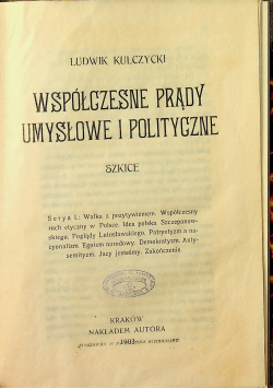 Współczesne prądy umysłowe i polityczne 1903 r