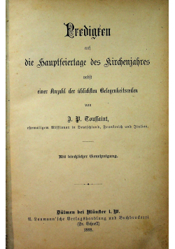 Predigten auf die hauptfeiertage des kirchenjahres 1888 r.