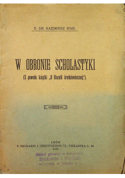 W obronie scholastyki 1910 r.