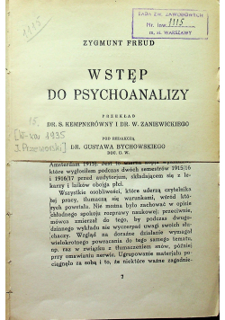 Wstęp do psychoanalizy I wydanie 1935 r.