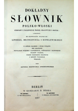 Dokładny słownik polsko - włoski 1857 r.