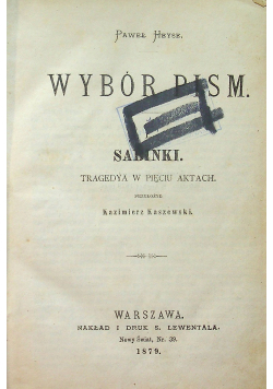 Heyse Wybór pism 1879 r