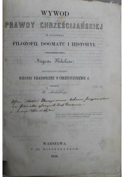 Wywod Prawdy Chrześcijańskiej 1856 r.