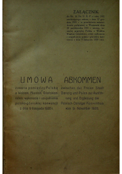 Umowa zawarta pomiędzy Polską a Wolnem Miastem Gdańskiem 1922 r.