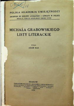 Michała Grabowskiego Listy literackie 1934 r.