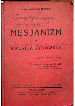 Mesjanizm a kwestja żydowska 1934r