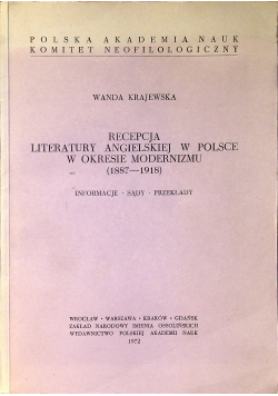 Recepcja literatury angielskiej w Polsce w okresie modernizmu 1887 do 1918