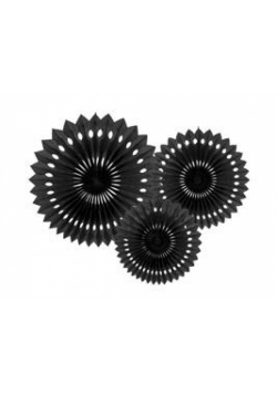 Rozety dekoracyjne czarny 20-30cm 3szt