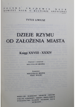 Dzieje Rzymu od założenia miasta Księgi XXVIII - XXXIV