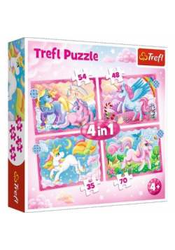 Puzzle 4w1 Jednorożce i magia