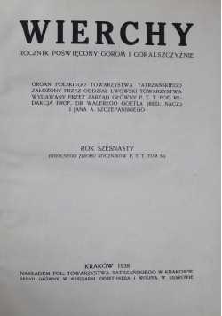 Wierchy rok szesnasty 1938 r.