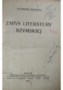 Zarys literatury rzymskiej 1922 r.