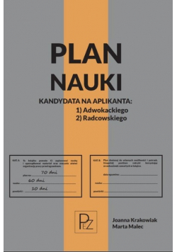 Plan nauki kandydata na aplikanta adwokackiego radcowskiego
