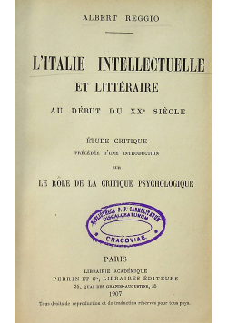 L'Italie Intellectuelle et Liteteraire 1907r