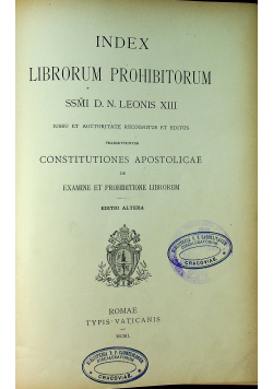 Index Librorum Prohibitorum 1900r
