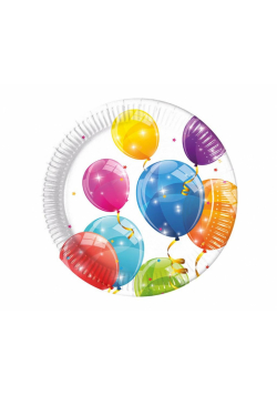 Talerzyki papierowe Sparkling Balloons 20cm 8szt