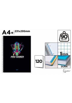 Notatnik A4+/120K kołowy kratka pro gamer