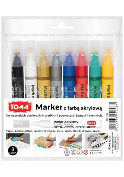 Marker akrylowy okrągła końcówka 2,5mm 8kol