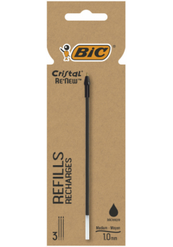 Wkład BIC Cristal Re'new Metal czarny pudełko 3szt