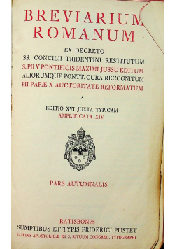 Breviarium Romanum Pars Autumnalis 1936 r.