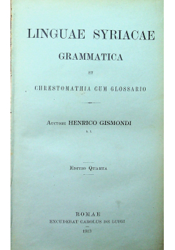 Linguae syriacae grammatica et chrestomathia cum glossario 1913 r