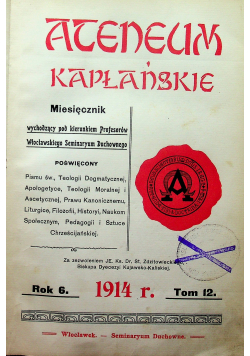 Ateneum Kapłańskie 3 Roki ok 1917 r.