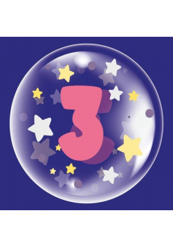 Balon 45cm dla dziewczynki cyfra 3 TUBAN