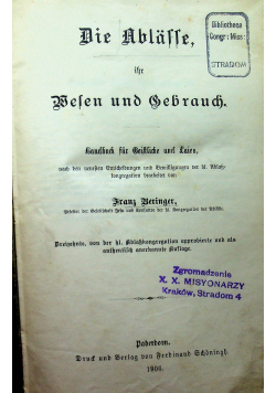 Die Ablasse ihr Wesen und Gebrauch 1906 r