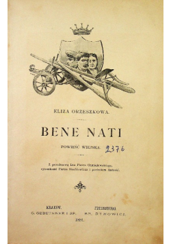 Bene Nati Powieść wiejska 1891 r.