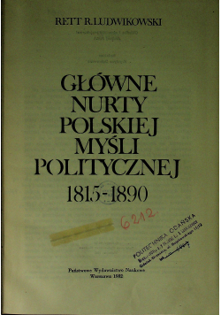 Główne nurty polskiej myśli politycznej 1815 - 1890