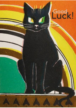 Karnet B6 z kopertą Czarny kot Good Luck Vintage