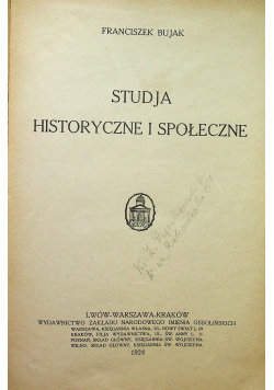 Studja historyczne i społeczne 1924 r