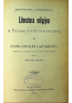 Literatura religijna w Polsce średniowiecznej II 1903 r.