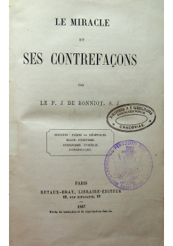 Le Miracle et Ses Contrefacons 1887 r.
