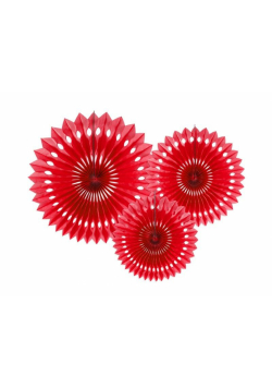 Rozety dekoracyjne czerwone 20-30cm 3szt