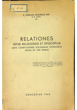Relationes inter religiosos et episcopum 1940 r.