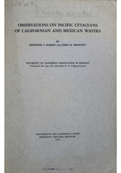 Observations on Pacific Cetaceans of Californian and Mexican Waters
