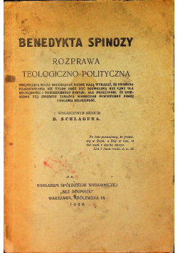 Rozprawa teologiczno-polityczna, 1928 r.