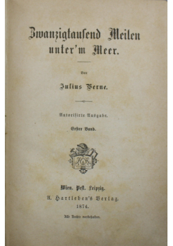 Bwanzigtaufend Meilen unterm Meer 1874 r.