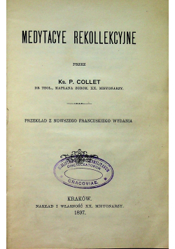 Medytacje rekollekcyjne 1897 r
