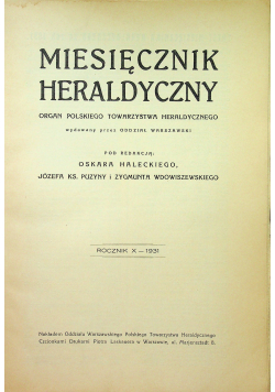 Miesięcznik Heraldyczny 12 numerów1931 r.