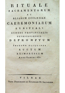 Rituale Sacramentorum ac Aliarum Ecclesiae Caeremoniarum 1832 r.
