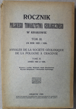 Rocznik polskiego towarzystwa geologicznego Tom III  1926 r