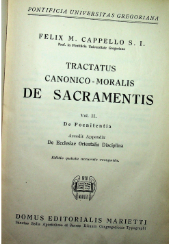 Tractatus Canonico Moralis De Sacramentis vol II 1943 r