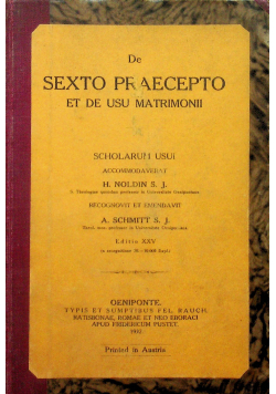 De sexto praecepto et de usu matrimonii 1932 r.