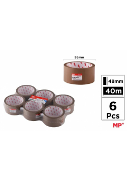 Taśma pakowa brązowa 48mmx40m (6szt)