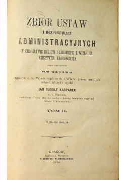 Zbiór ustaw i rozporządzeń administracyjnych tom II 1876 r
